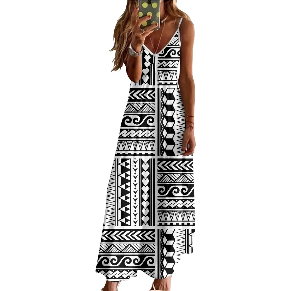 Spring Summer Women V-Neck Polynesia Printed Sexy Beach Long Maxi Dress Split Sleeveless Vintage Clothing Holiday Vestido
Spring Summer Women V-Neck Polynesia Printed Sexy Beach Long Maxi Dress Split Sleeveless Vintage Clothing Holiday Vestido