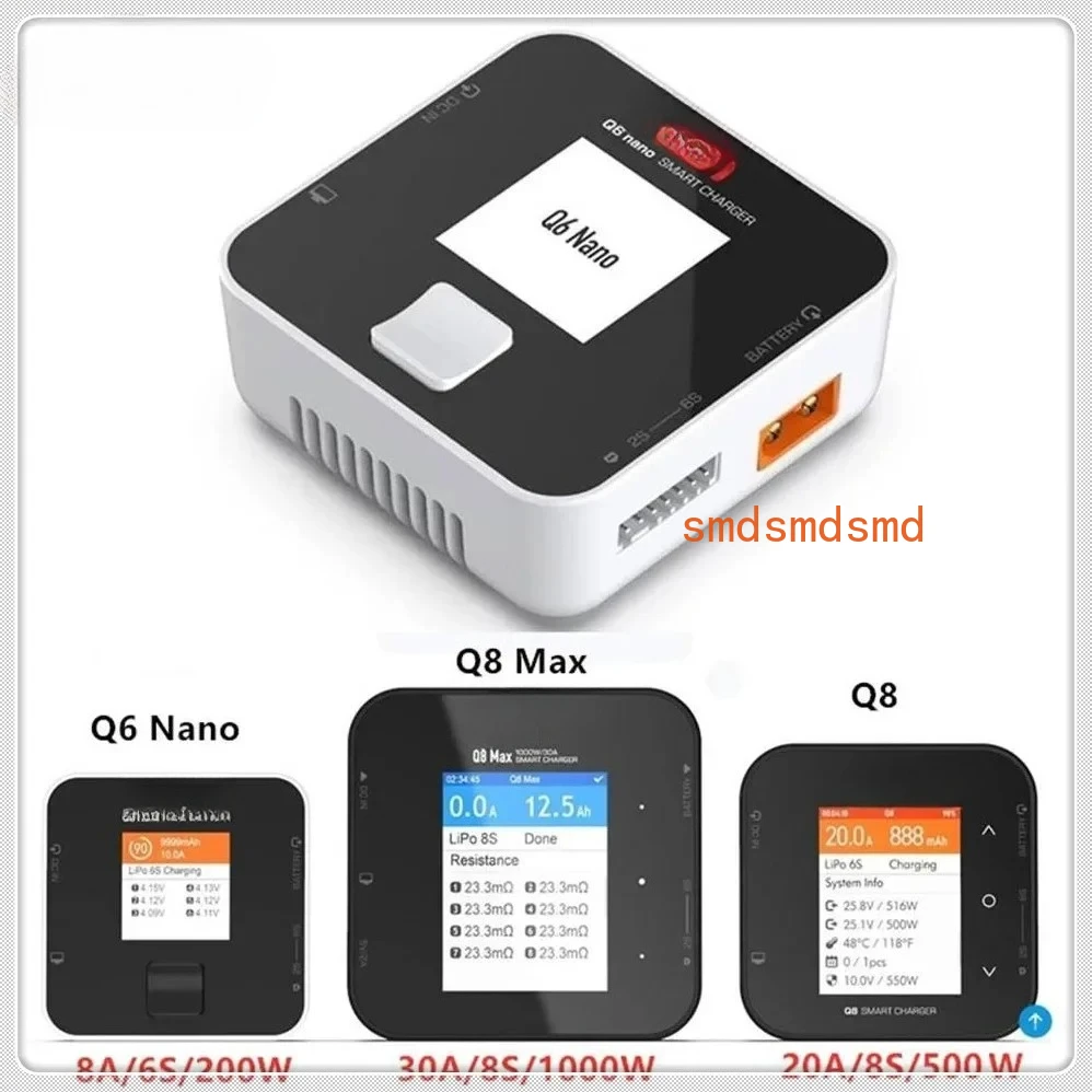ISDT Q8 MAX lite Q6 NANO BattGo 500W 20A High Power Battery Balance Charger Discharger for 1-8S Lipo Battery for RC FPV Drone
ISDT Q8 MAX lite Q6 NANO BattGo 500W 20A High Power Battery Balance Charger Discharger for 1-8S Lipo Battery for RC FPV Drone