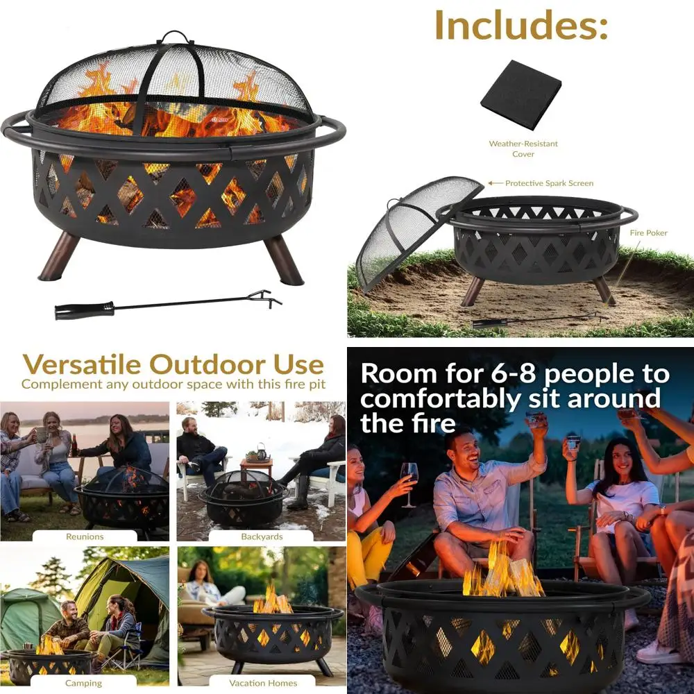 Crossweave Outdoor Wood-Burning Fire Pit with Spark Screen, Poker, and Round Cover - 36 Inches
Crossweave Outdoor Wood-Burning Fire Pit with Spark Screen, Poker, and Round Cover - 36 Inches