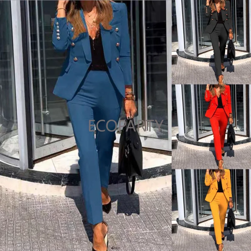 Plus Size Long Sleeve Women's Suit Set Button Solid Color Business Casual Pants Blazer Office Career Wear Women's Suits Tuxedo
Plus Size Long Sleeve Women's Suit Set Button Solid Color Business Casual Pants Blazer Office Career Wear Women's Suits Tuxedo