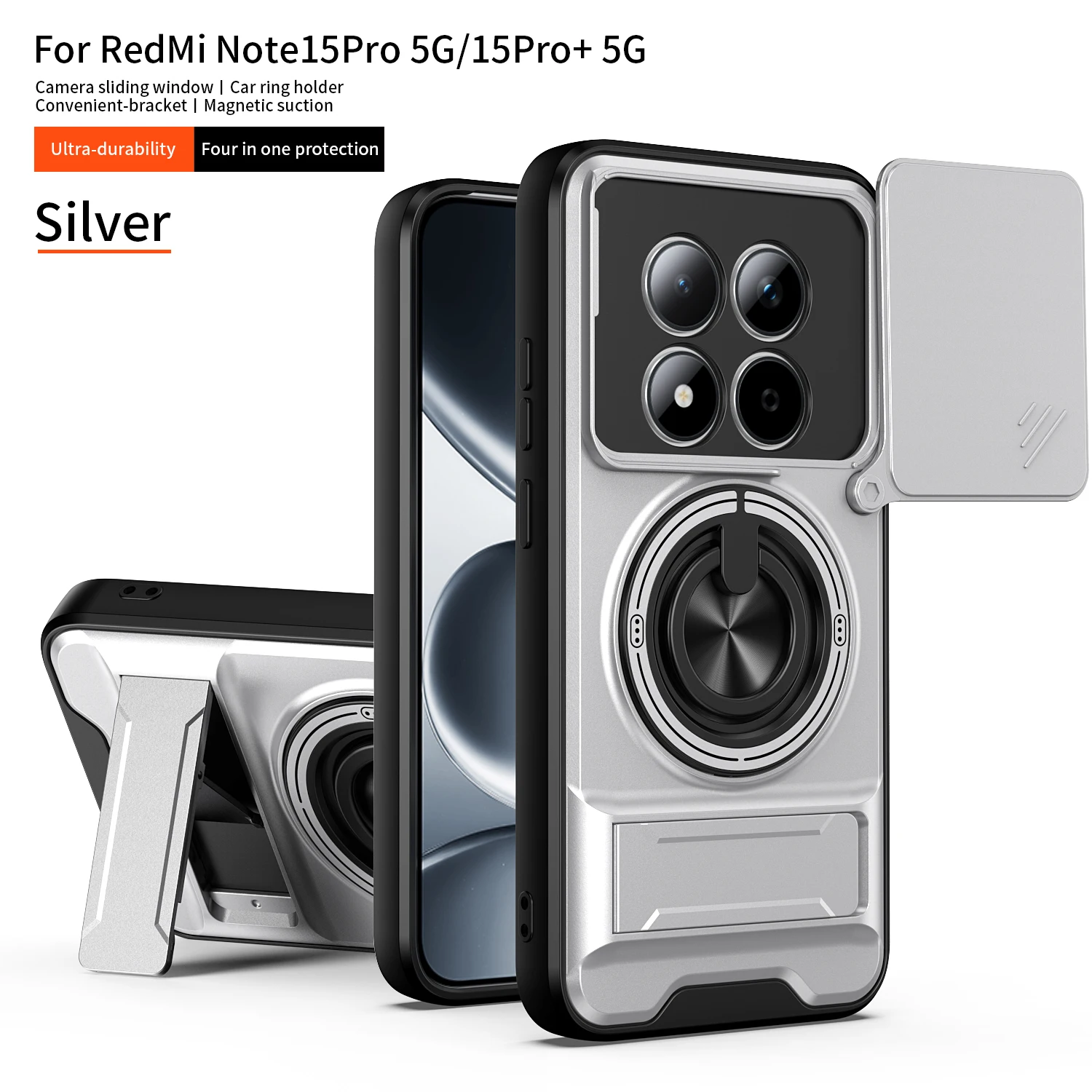 Armor Shockproof Phone Case For Xiaomi Redmi Note 15 Pro+ 5G Sliding Camera Cap Built-in Magnet Ring Kickstand Protective Funda
Armor Shockproof Phone Case For Xiaomi Redmi Note 15 Pro+ 5G Sliding Camera Cap Built-in Magnet Ring Kickstand Protective Funda