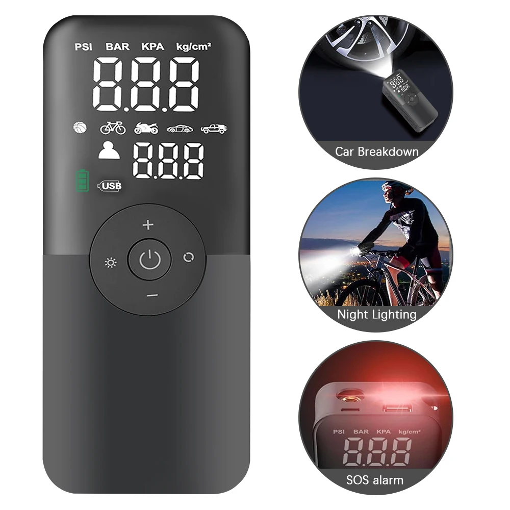 Портативный компрессор для мотоцикла, велосипедные шары, перезаряжаемый воздушный насос, насос для шин, беспроводной автомобильный насос для шин, цифровой 
Портативный компрессор для мотоцикла, велосипедные шары, перезаряжаемый воздушный насос, насос для шин, беспроводной автомобильный насос для шин, цифровой