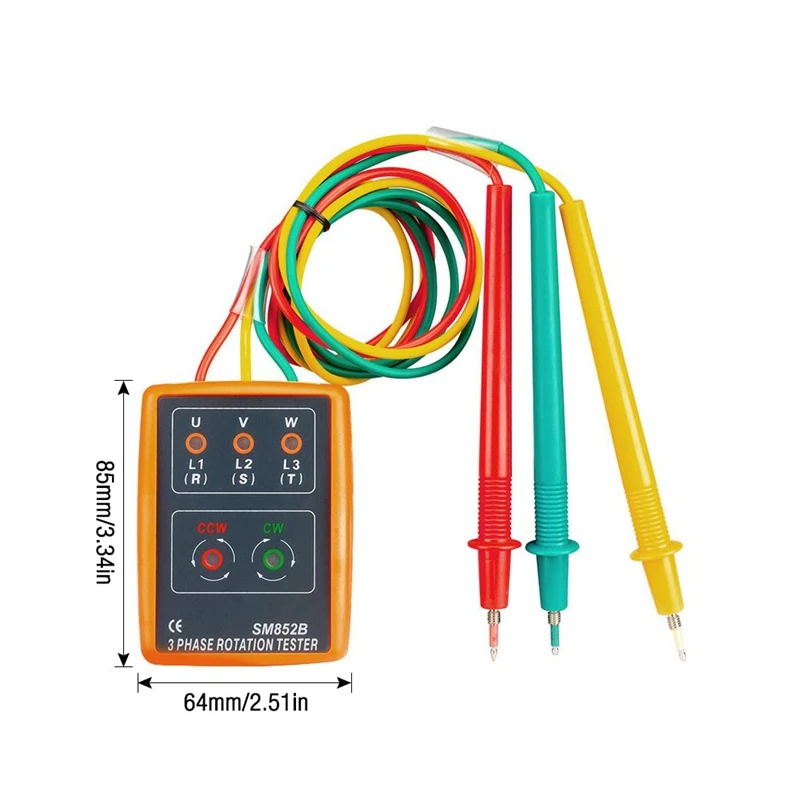 ABYC Phase Tester Rotating Field Measuring Device, 3 Phase El Sequence Indicator Pressure Rotation Meter with LED and Buzzer
ABYC Phase Tester Rotating Field Measuring Device, 3 Phase El Sequence Indicator Pressure Rotation Meter with LED and Buzzer