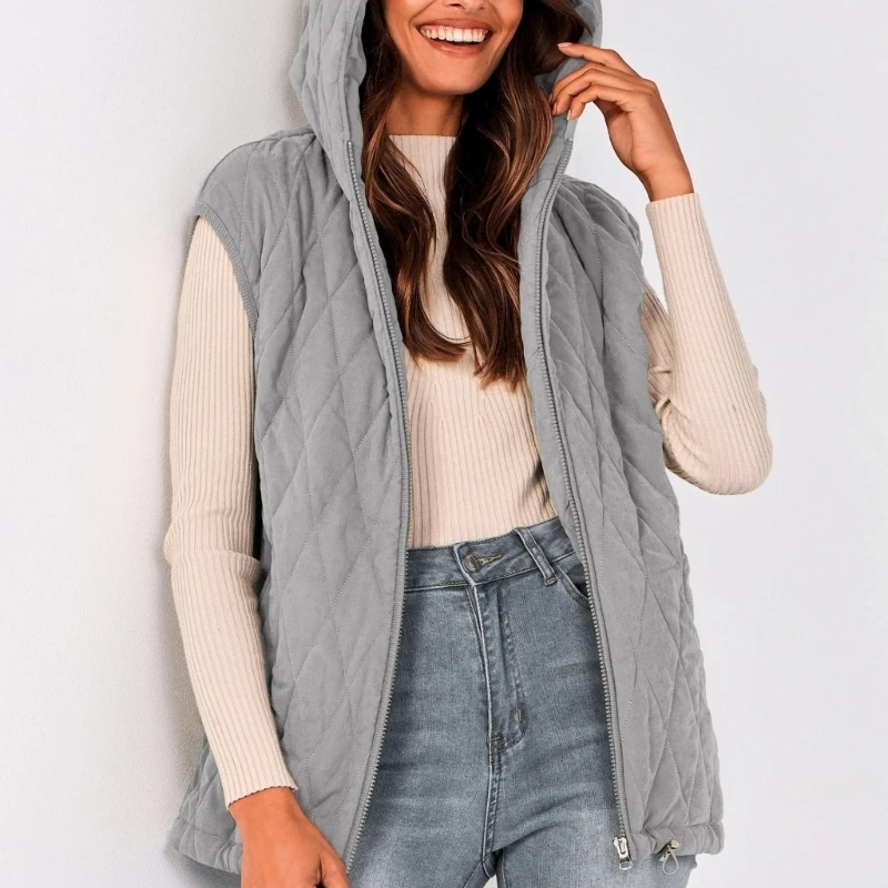 E15A Women's Sleeveless Vest with Front Zipper Plaided Casual Tops Lightweight Polyester for Spring Season
E15A Women's Sleeveless Vest with Front Zipper Plaided Casual Tops Lightweight Polyester for Spring Season