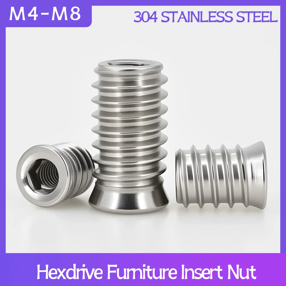 20Pcs M4 M5 M6 M8 Furniture Nut 304 Stainless Steel Hex Socket Countersunk Thread Table Bed Cabinet Woodworking Embed insert Nut
20Pcs M4 M5 M6 M8 Furniture Nut 304 Stainless Steel Hex Socket Countersunk Thread Table Bed Cabinet Woodworking Embed insert Nut