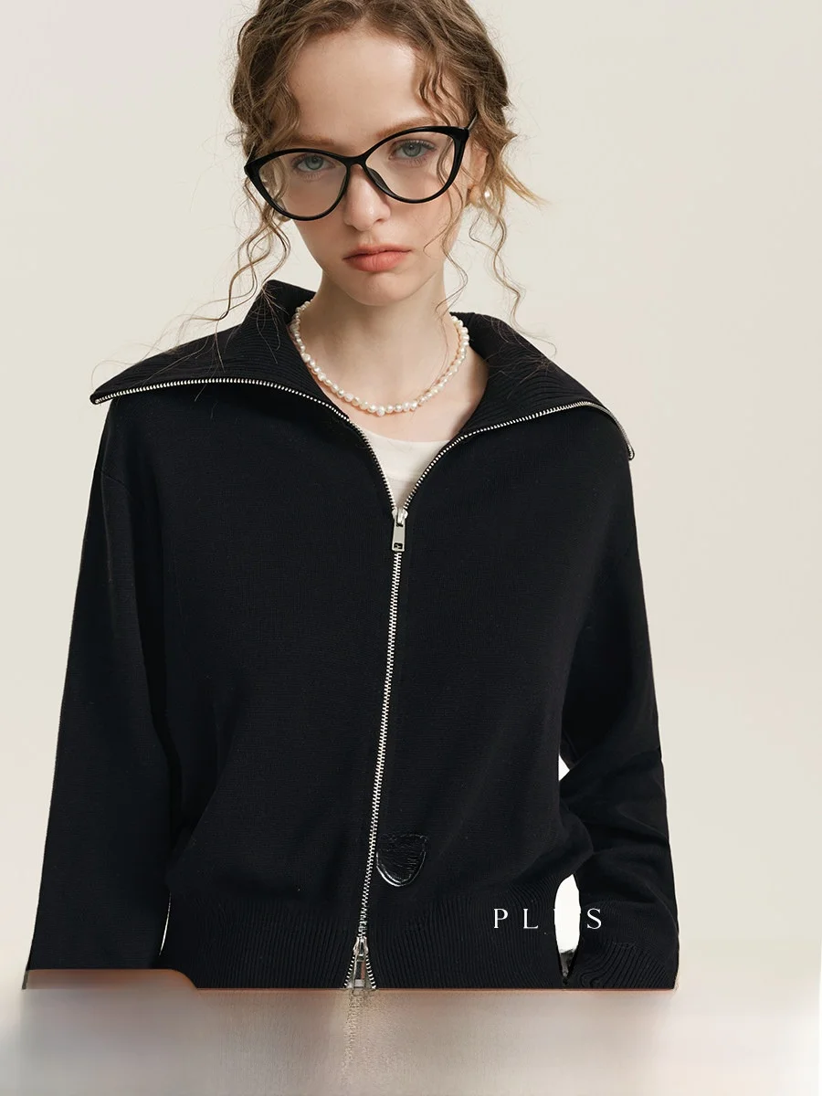 plus Bla Double Zipper Knitted Open Cardigan Spring Semi High Collar Silk Blend Base Top Women's Faion
plus Bla Double Zipper Knitted Open Cardigan Spring Semi High Collar Silk Blend Base Top Women's Faion