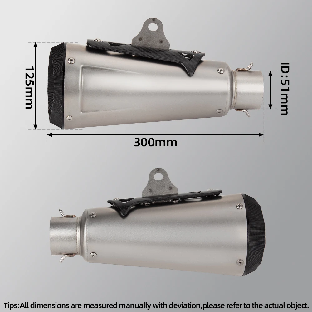 Universal 51MM Motorcycle Exhaust Muffler Pipe Escape Moto with Carbon Cover for EN6F CB250R CBR300R Z650 MT03 R6 GSX8S GSX250R
Universal 51MM Motorcycle Exhaust Muffler Pipe Escape Moto with Carbon Cover for EN6F CB250R CBR300R Z650 MT03 R6 GSX8S GSX250R