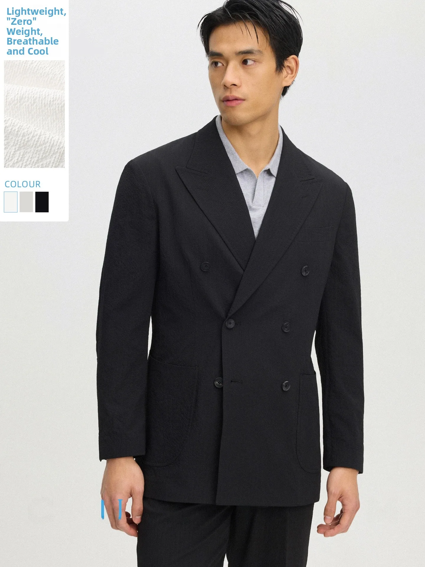 Cultum Men's Casual Bubble Cloth Suit Double Row Buttons Cool Sensation Skin-friendly Spring Summer Versatile Business Wear
Cultum Men's Casual Bubble Cloth Suit Double Row Buttons Cool Sensation Skin-friendly Spring Summer Versatile Business Wear