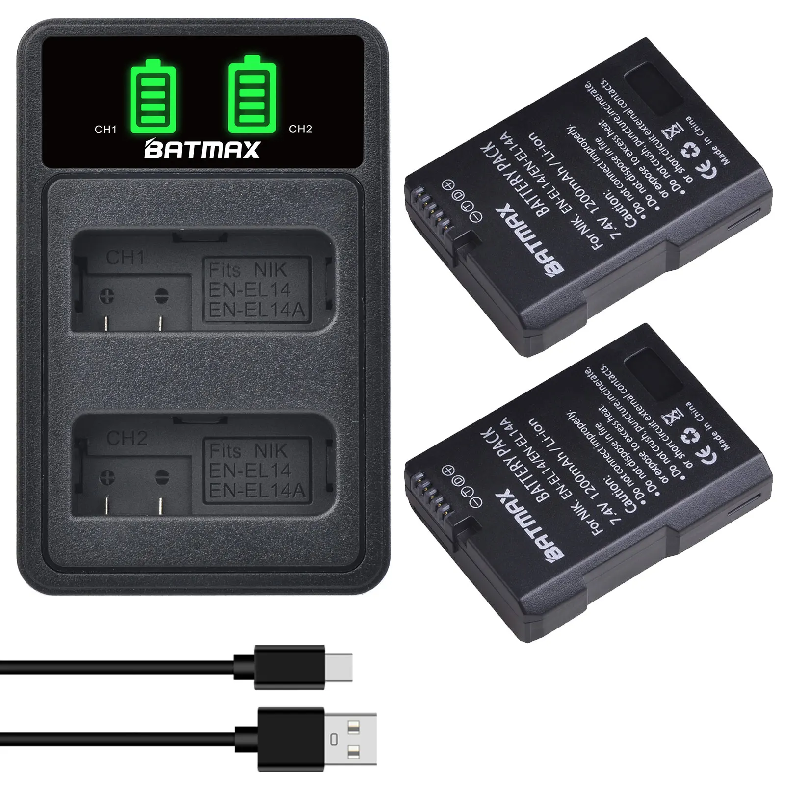 Batmax EN-EL14 Bateria EN-EL14A EL14 Battery+LED USB Dual Charger for Nikon DF D5200 D3100 D3200 D5100 P7000 P7100
Batmax EN-EL14 Bateria EN-EL14A EL14 Battery+LED USB Dual Charger for Nikon DF D5200 D3100 D3200 D5100 P7000 P7100