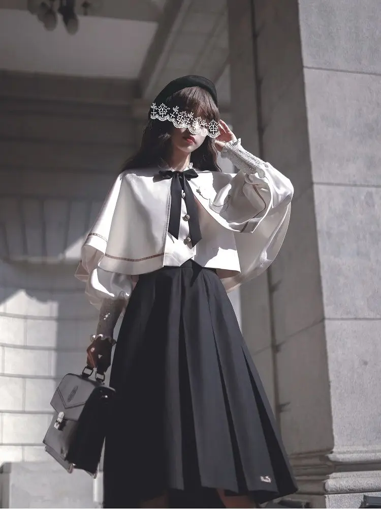2026 New Japanese Korean Preppy Lolita 3-Piece Outfit Satin Cape + Bow Blouse + Pleated Skirt Streetwear Dark Women Academia Set
2026 New Japanese Korean Preppy Lolita 3-Piece Outfit Satin Cape + Bow Blouse + Pleated Skirt Streetwear Dark Women Academia Set