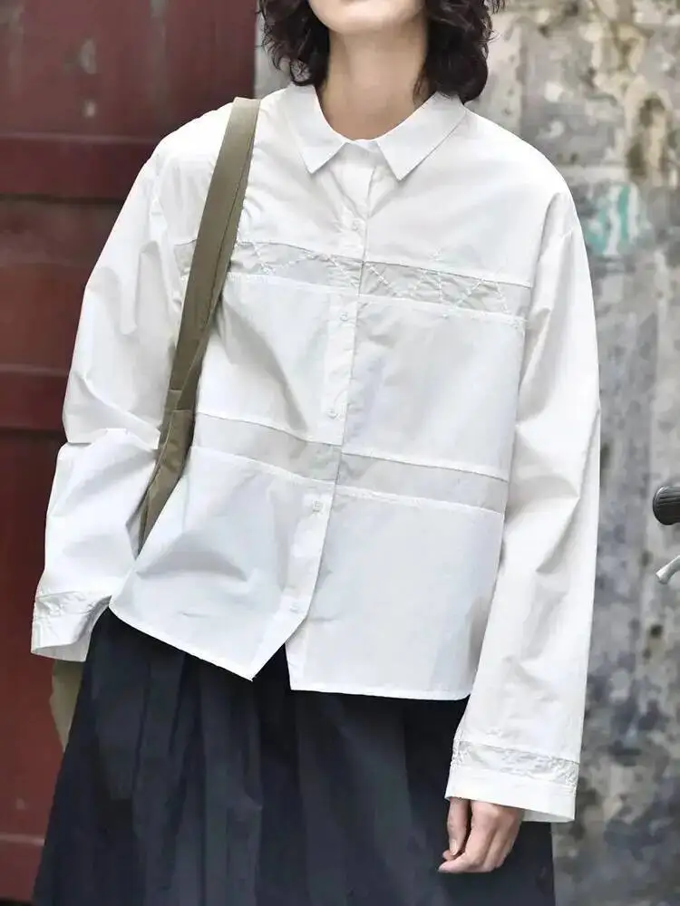 Women White Striped Spliced Big Size Casual Blouse New Lapel Long Sleeve Shirt Fashion Tide Spring Autumn
Women White Striped Spliced Big Size Casual Blouse New Lapel Long Sleeve Shirt Fashion Tide Spring Autumn