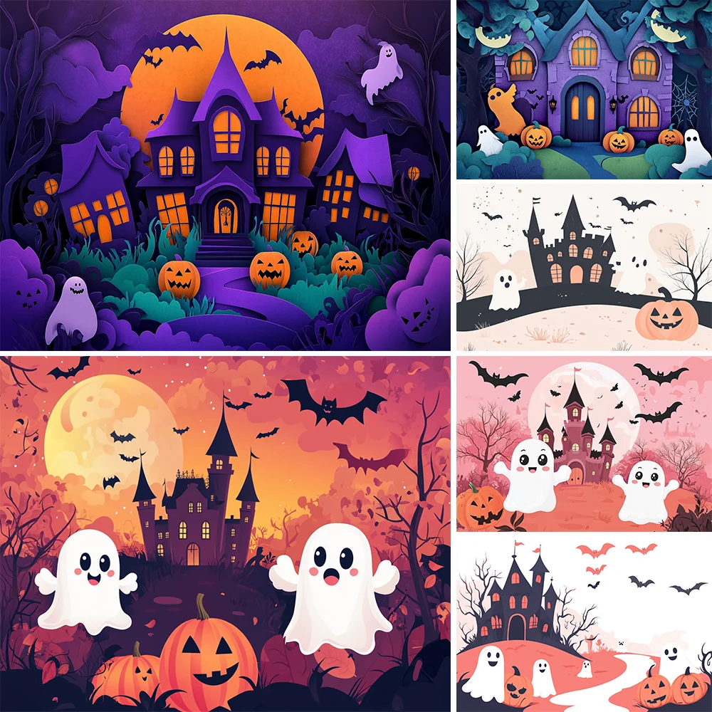 Photography Backdrop Halloween White Ghost Pumpkin Decoration Kids Holiday Party Supplies Backgrounds For Photographs 
Photography Backdrop Halloween White Ghost Pumpkin Decoration Kids Holiday Party Supplies Backgrounds For Photographs