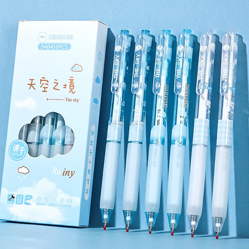 6pcs Aesthetic Blue Sky Gel Pen Quick-Drying Black Ink Writing Smooth Soft Pen Grip Japanese Kawaii Stationery School Supplies
6pcs Aesthetic Blue Sky Gel Pen Quick-Drying Black Ink Writing Smooth Soft Pen Grip Japanese Kawaii Stationery School Supplies