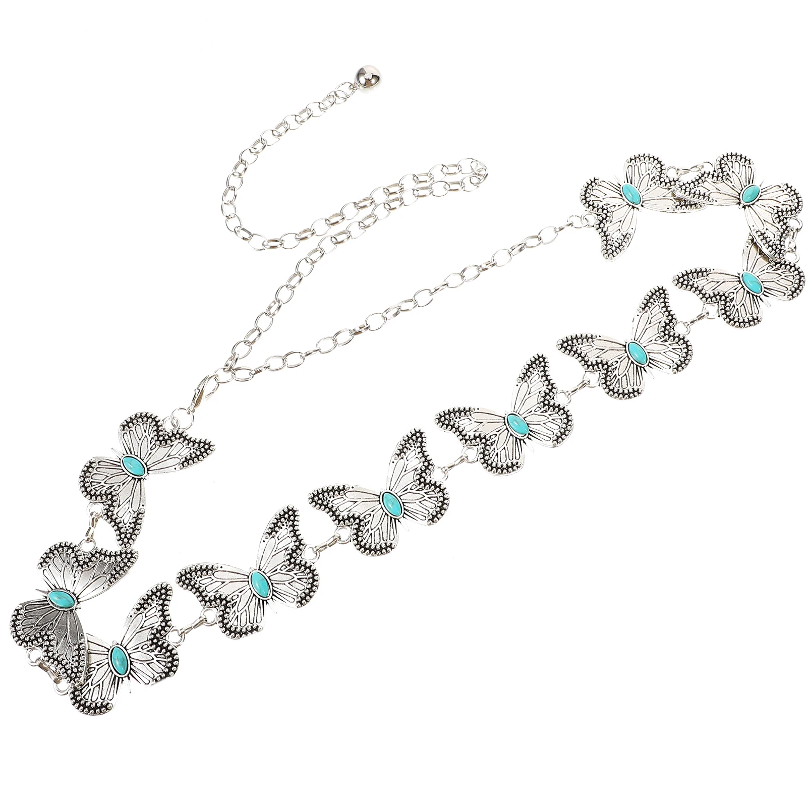 Retro Turquoise Chain Silver Butterfly Metal Waist Jewelry Metal Body Chains for Women Matching Dresses Belt Accessories
Retro Turquoise Chain Silver Butterfly Metal Waist Jewelry Metal Body Chains for Women Matching Dresses Belt Accessories