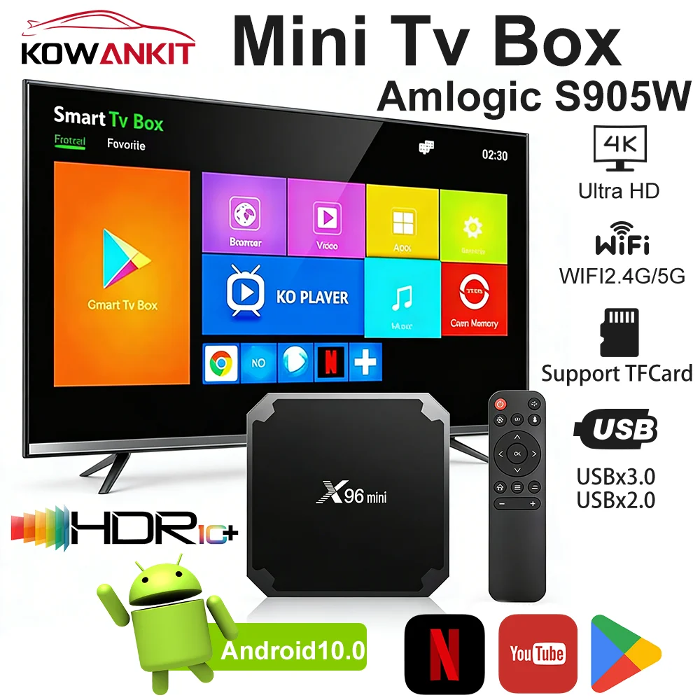 ТВ-приставка 2026 4K UHD HDR10+ Smart TV Box S905W Quad Core 4G WiFi TV Stick 1+8GB Android 10.0 X96 Mini Multimedia Player
ТВ-приставка 2026 4K UHD HDR10+ Smart TV Box S905W Quad Core 4G WiFi TV Stick 1+8GB Android 10.0 X96 Mini Multimedia Player
