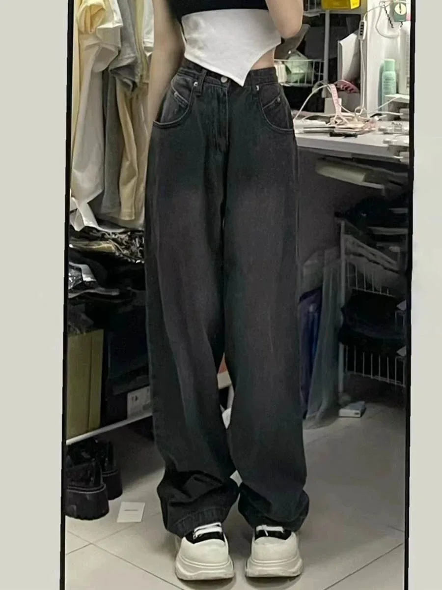 High Waist Straight Leg Denim Jeans Women's plus Size Loose Fitting Draping Floor-Length Wide Leg Pants Spring Autumn Grey
High Waist Straight Leg Denim Jeans Women's plus Size Loose Fitting Draping Floor-Length Wide Leg Pants Spring Autumn Grey