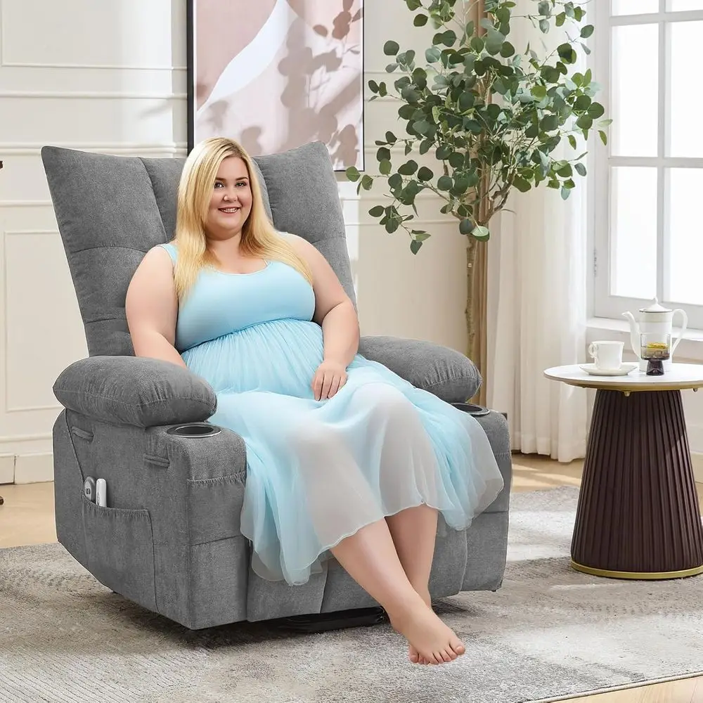 Elderly-Friendly Electric Massage and Heat Recliner with 45° Assist Stand, Oversized Sofa with Soft Padded Upholstery, Side Pock
Elderly-Friendly Electric Massage and Heat Recliner with 45° Assist Stand, Oversized Sofa with Soft Padded Upholstery, Side Pock