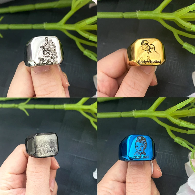 WLP Stainless Steel Customized Photo Portrait Text Logo Punk Finger Rings Men Women Chunky Square Personalized Ring Jewelry Gift
WLP Stainless Steel Customized Photo Portrait Text Logo Punk Finger Rings Men Women Chunky Square Personalized Ring Jewelry Gift