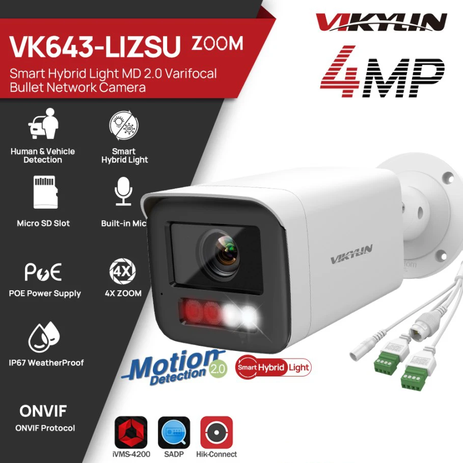 VIKYLIN Hikvision OEM IPC DS-2CD1643G2-LIZSU 4MP 4X ZOOM IP Camera Smart Hybrid Light Human Car Detection Video Surveillance POE 
VIKYLIN Hikvision OEM IPC DS-2CD1643G2-LIZSU 4MP 4X ZOOM IP Camera Smart Hybrid Light Human Car Detection Video Surveillance POE