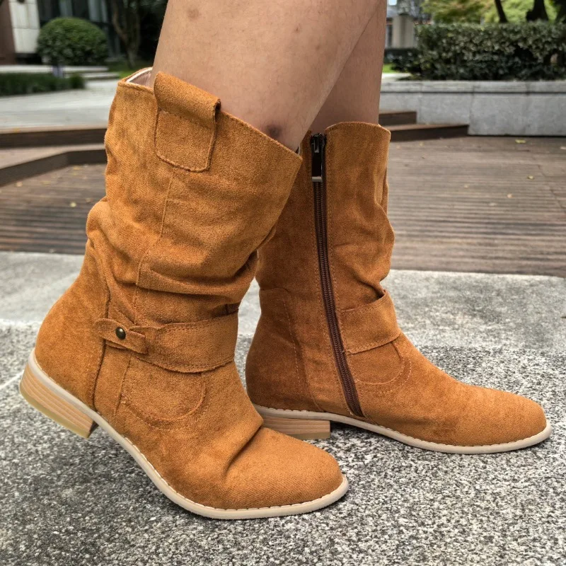 Fashion Women Retro Western Cowboy Boots Low Heel Square Toe Suede Mid Calf Boots Plus Size 40-43 Vintage Style Women's Shoes
Fashion Women Retro Western Cowboy Boots Low Heel Square Toe Suede Mid Calf Boots Plus Size 40-43 Vintage Style Women's Shoes