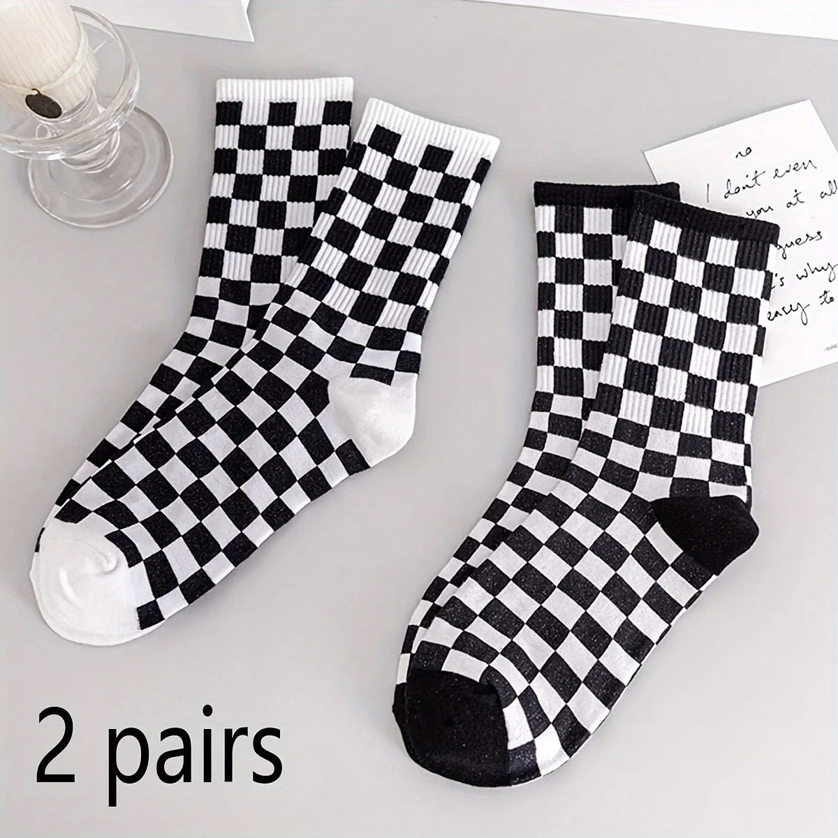 2Pairs Black White Checkerboard Crew Socks Unisex Cotton Breathable Streetwear Skateboard Casual Socks For Men Women
2Pairs Black White Checkerboard Crew Socks Unisex Cotton Breathable Streetwear Skateboard Casual Socks For Men Women