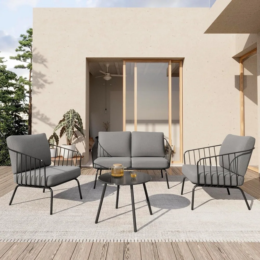 4-Piece Plaza Patio Furniture Set, Outdoor Furniture for Balcony, Poolside, and Yard, with Thick Cushion Sofa and Coffee Table,
4-Piece Plaza Patio Furniture Set, Outdoor Furniture for Balcony, Poolside, and Yard, with Thick Cushion Sofa and Coffee Table,