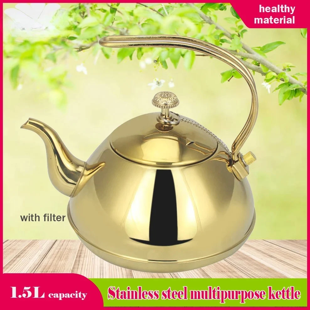 1.5L Stainless Steel Multipurpose Kettle Hotel Flower Teapot With Tea Strainer Induction Cooker Boiling Water Kettle Tea Infuser
1.5L Stainless Steel Multipurpose Kettle Hotel Flower Teapot With Tea Strainer Induction Cooker Boiling Water Kettle Tea Infuser