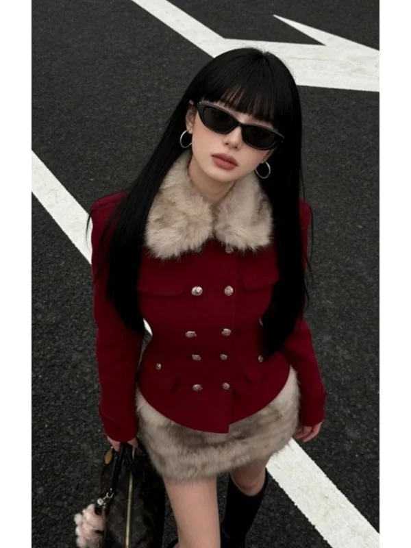 Красный винтажный зимний новогодний комплект пальто и юбки с баской на талии, двубортный шерстяной воротник, длинный све Све Моон
Красный винтажный зимний новогодний комплект пальто и юбки с баской на талии, двубортный шерстяной воротник, длинный све Све Моон