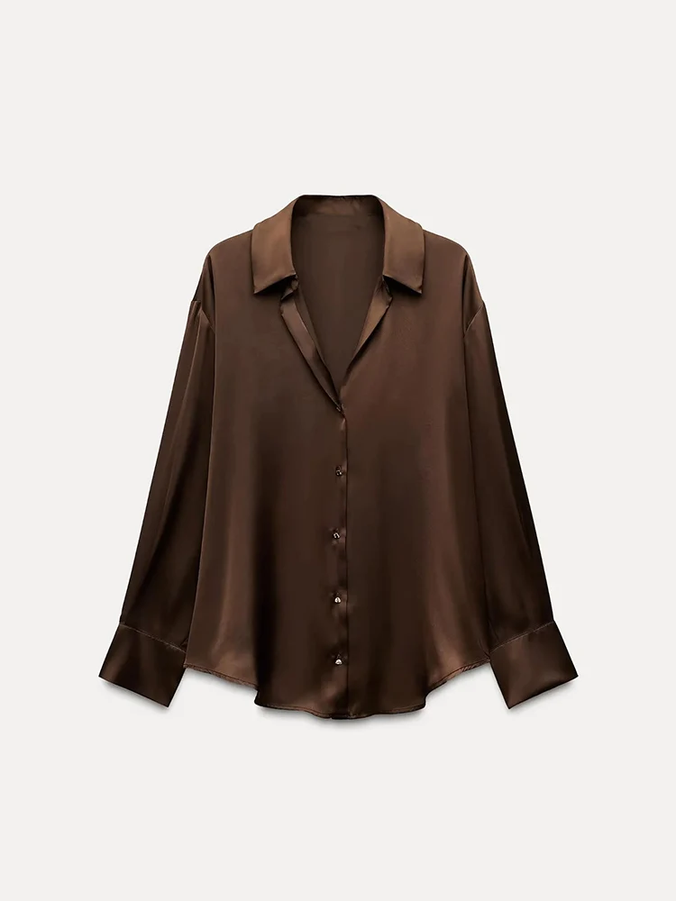 Spring New Arrival Women's Casual Silk Satin Long Sve awl Collar irt Versatile Dra Commute Sle Ladies' irt
Spring New Arrival Women's Casual Silk Satin Long Sve awl Collar irt Versatile Dra Commute Sle Ladies' irt