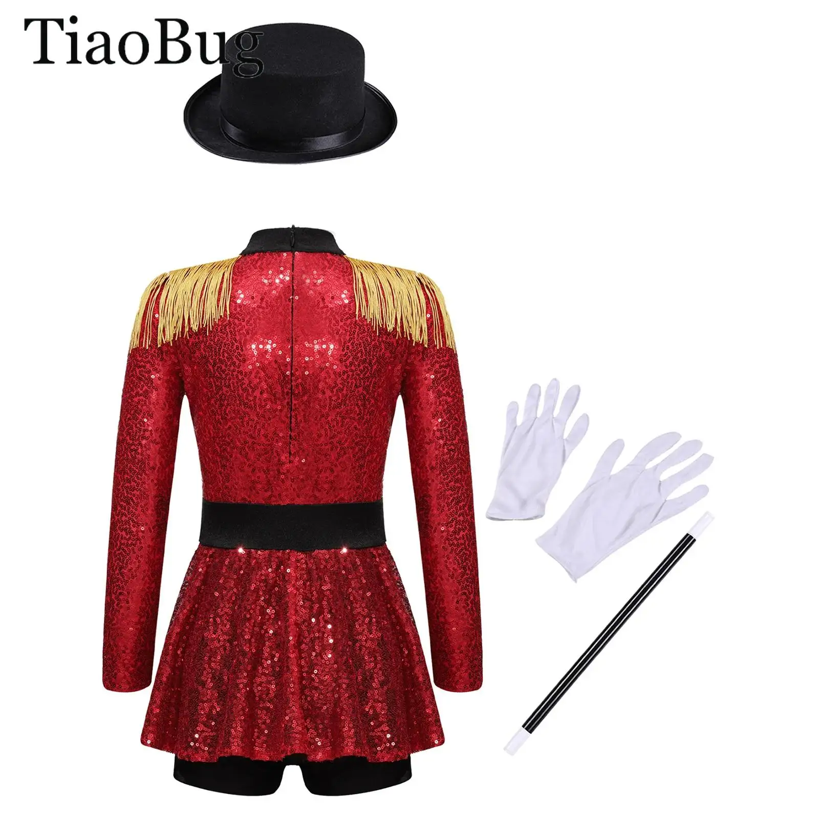 Girls Circus Ringmaster Costume Long Sleeve Tassel Sequin Leotard Bodysuit +Hat Magician Dress Up Halloween Lion Tamer Cosplay
Girls Circus Ringmaster Costume Long Sleeve Tassel Sequin Leotard Bodysuit +Hat Magician Dress Up Halloween Lion Tamer Cosplay
