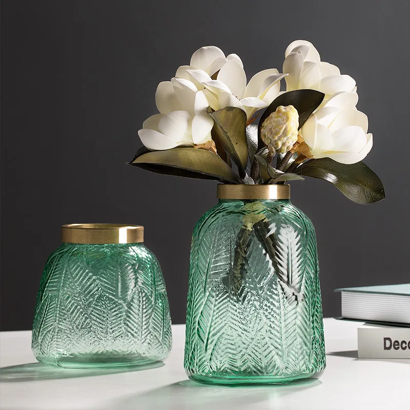 Vase Nordic Style Light Luxury Leaf Pattern Green Glass Living Room Dining Table Soft Decoration Water Flower Cultivation Device
Vase Nordic Style Light Luxury Leaf Pattern Green Glass Living Room Dining Table Soft Decoration Water Flower Cultivation Device