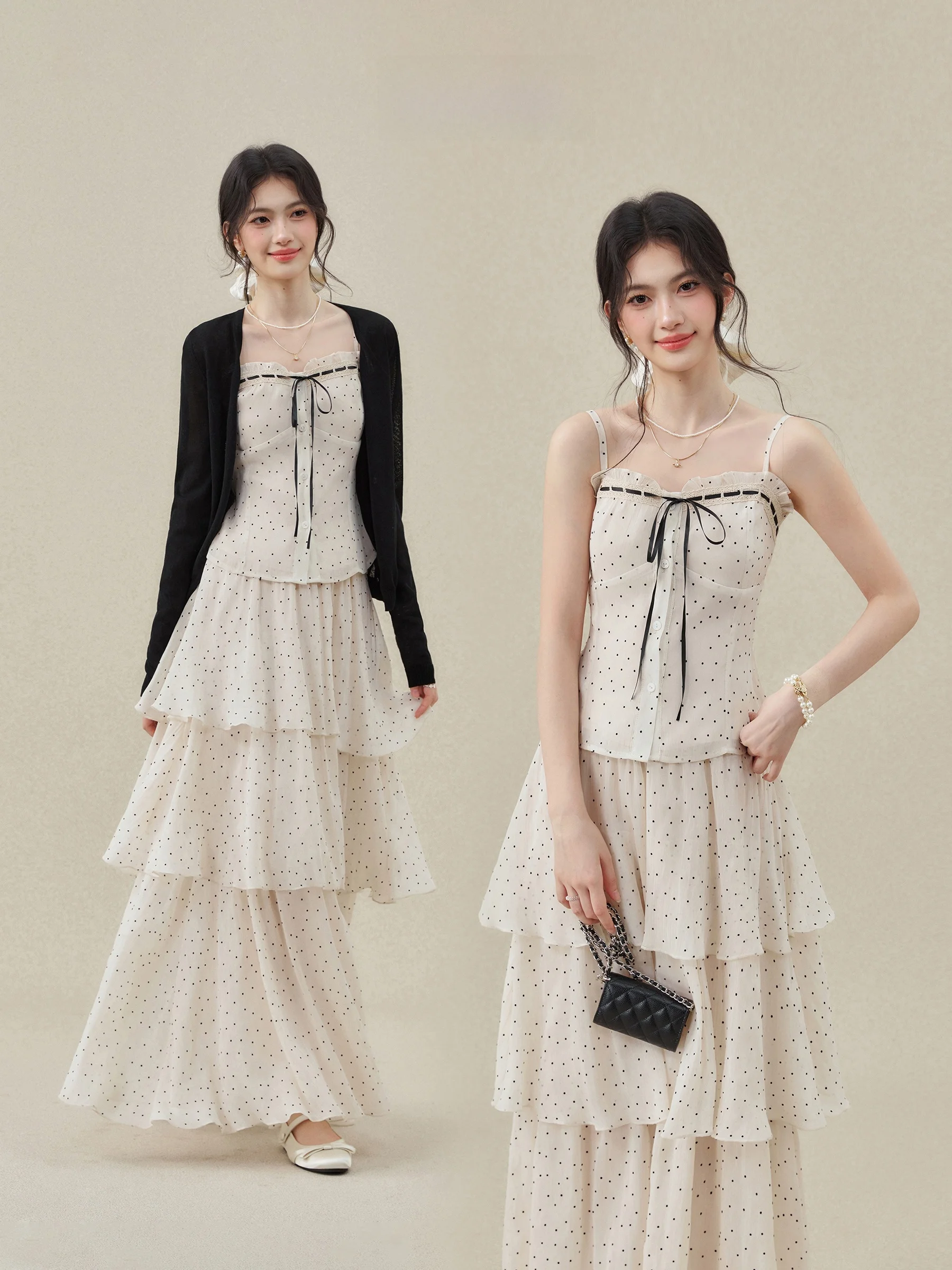 Large Size Knitted Cardigan Strap Halter Polka Dot Skirt Set Atmosphere Sense Water Wave Luminous Fat MM Clothing Set
Large Size Knitted Cardigan Strap Halter Polka Dot Skirt Set Atmosphere Sense Water Wave Luminous Fat MM Clothing Set