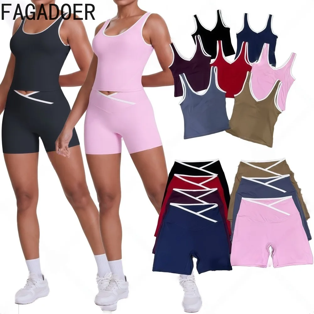 FAGADOER Sexy Sportwear Woman 2 Piece Set Outfit Sleeveless Tank Top and Shorts Matching Female Streetwear Clothing 2025 New
FAGADOER Sexy Sportwear Woman 2 Piece Set Outfit Sleeveless Tank Top and Shorts Matching Female Streetwear Clothing 2025 New