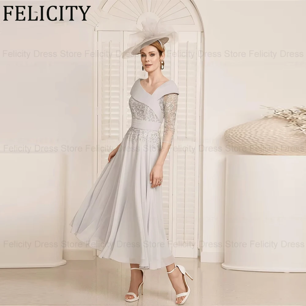 Elegant Mother of the Bride Dresses 2025 Customized A-line Tea-Length Lace Pleated Formal Prom Wedding Guest Party Dresses
Elegant Mother of the Bride Dresses 2025 Customized A-line Tea-Length Lace Pleated Formal Prom Wedding Guest Party Dresses