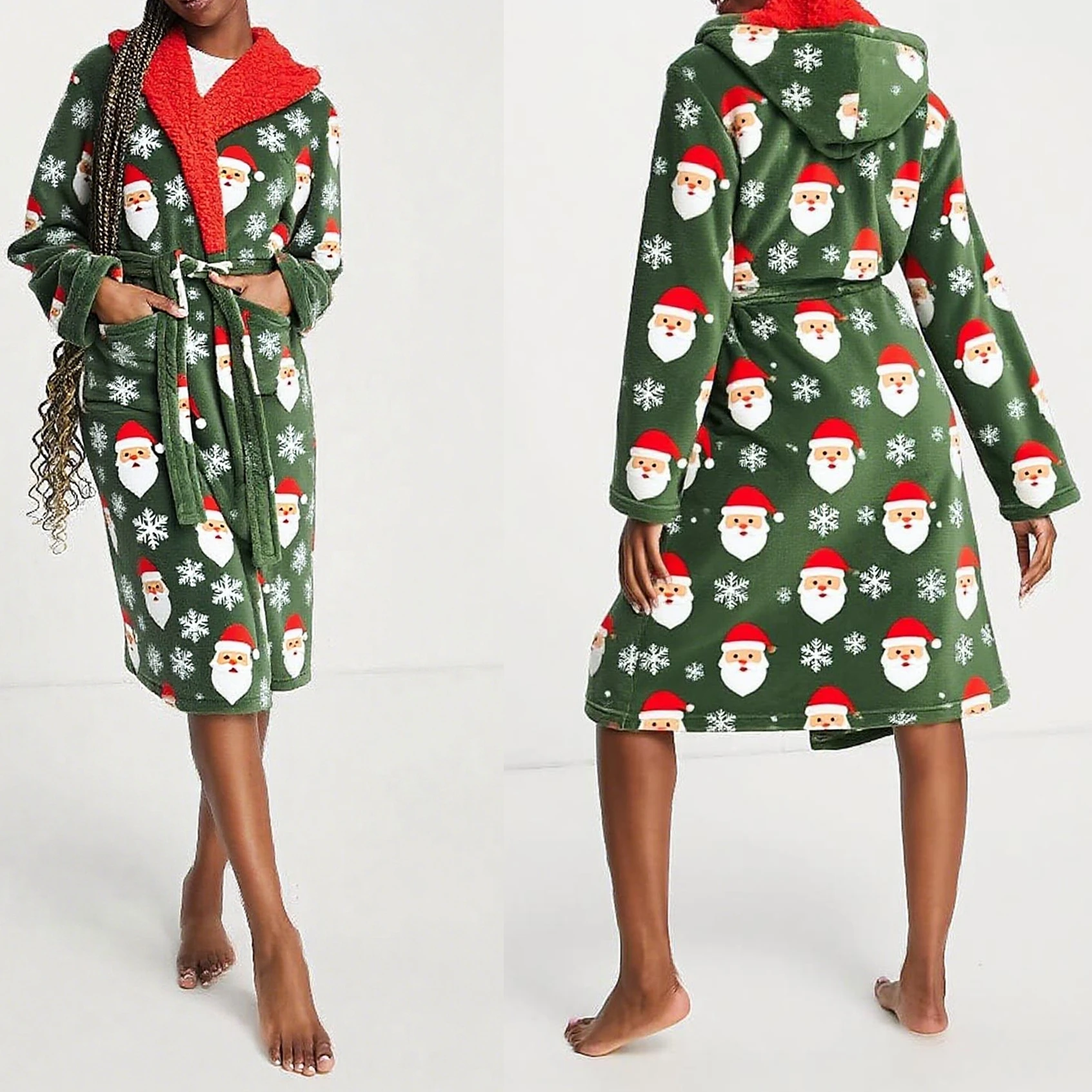 Christmas Women's Long Bathrobes Fashionable Soft Warm Reindeer Print Hooded Robes Loose Funny Christmas Robes
Christmas Women's Long Bathrobes Fashionable Soft Warm Reindeer Print Hooded Robes Loose Funny Christmas Robes
