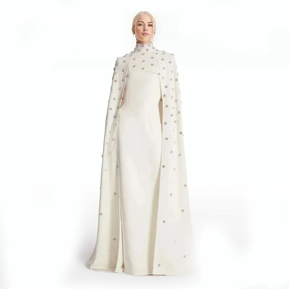 Customized Evening Dresses Column Hig Scoop Neckline Floor-Length Wedding Dress Zipper Up Beadings Cap Straps Luxury Evening Dre
Customized Evening Dresses Column Hig Scoop Neckline Floor-Length Wedding Dress Zipper Up Beadings Cap Straps Luxury Evening Dre