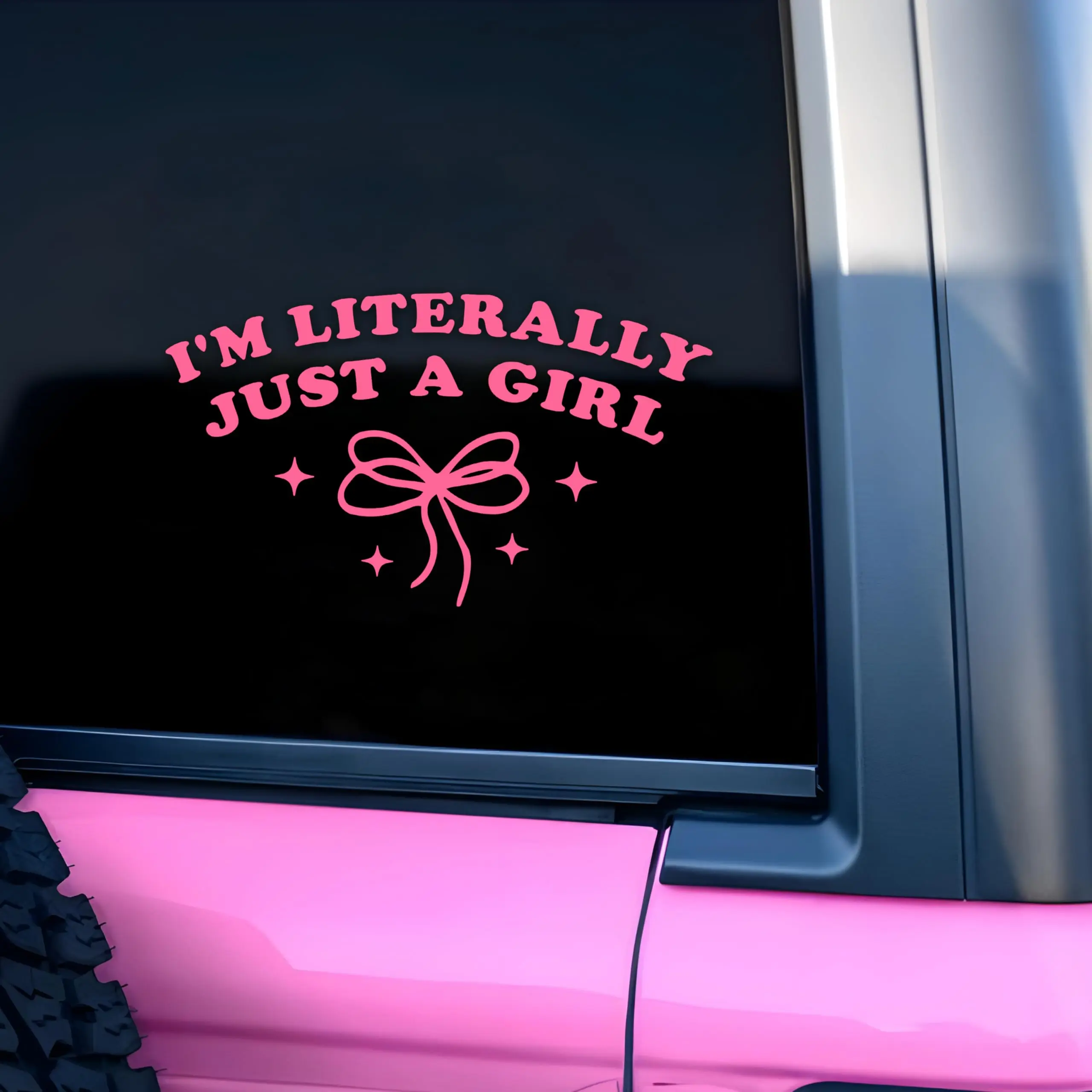 Cute Pink "I'm Literally Just A Girl" Decal with Bow Accents
Cute Pink "I'm Literally Just A Girl" Decal with Bow Accents