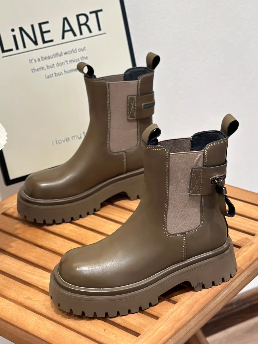 Ботинки из натуральной кожи, высотой 5 см, универсальные, в стиле челси, корейские, водонепроницаемые, на платформе, весна-осень
Ботинки из натуральной кожи, высотой 5 см, универсальные, в стиле челси, корейские, водонепроницаемые, на платформе, весна-осень