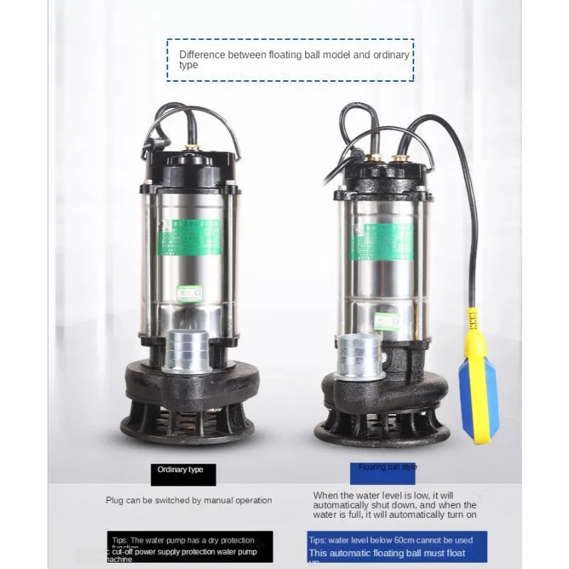 220V Stainless Steel Float Submersible Pump Household Car Wash Agricultural Sewage Sump Pump
220V Stainless Steel Float Submersible Pump Household Car Wash Agricultural Sewage Sump Pump