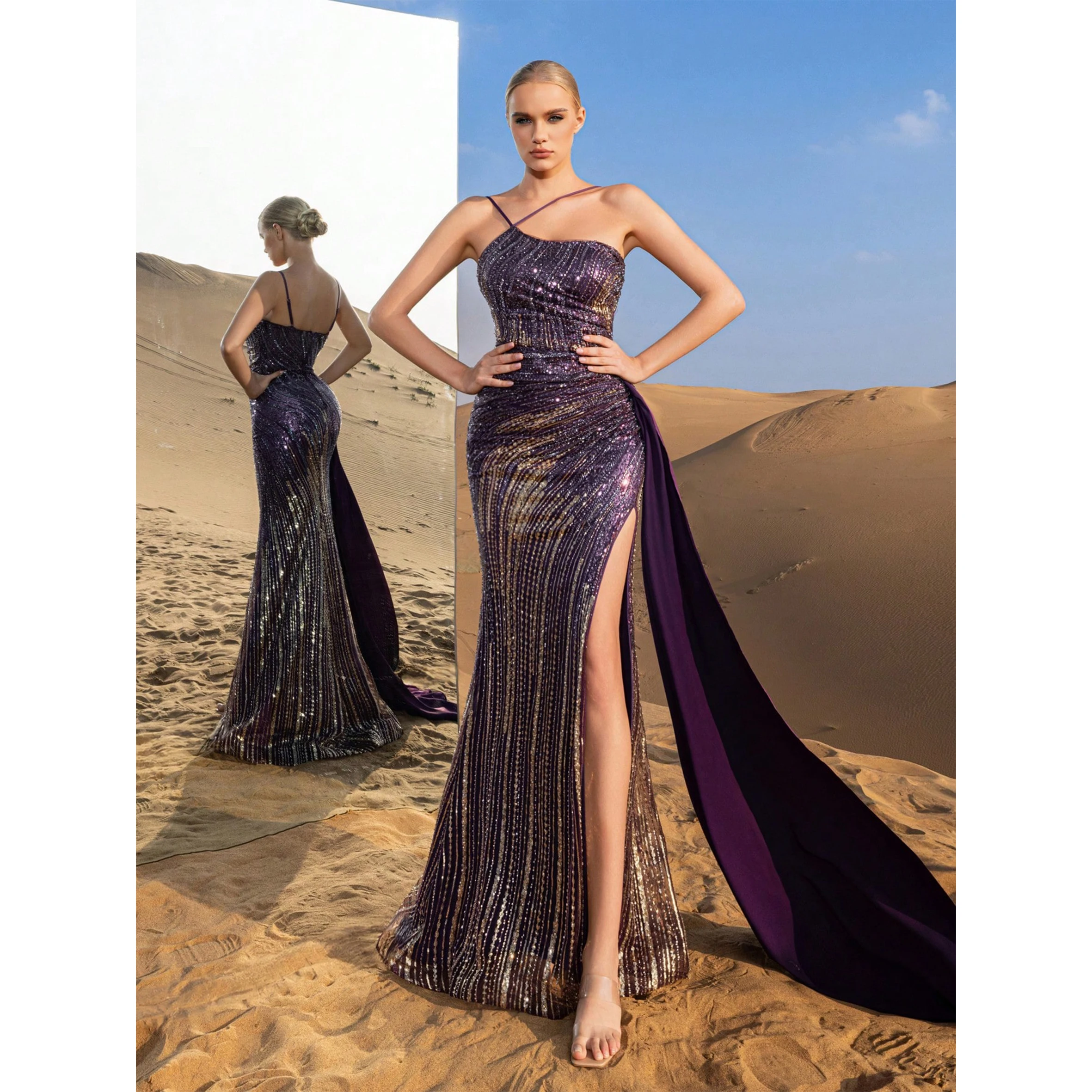 Haute Glamour Gorgeous Beaded Sequin Full-Length Gown with High Slit & Sleek Design – Luxurious Evening Wear for Banquets, Red C
Haute Glamour Gorgeous Beaded Sequin Full-Length Gown with High Slit & Sleek Design – Luxurious Evening Wear for Banquets, Red C