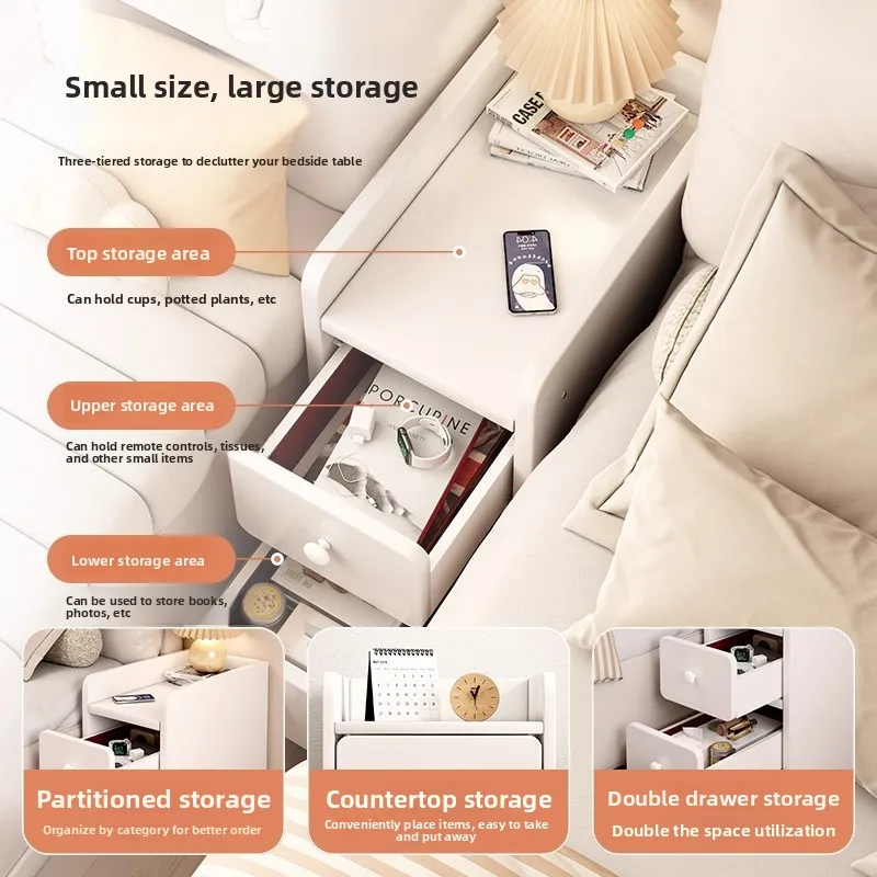 Bedside table Simple household bedroom Bedside locker Storage rack with drawers Creative locker
Bedside table Simple household bedroom Bedside locker Storage rack with drawers Creative locker