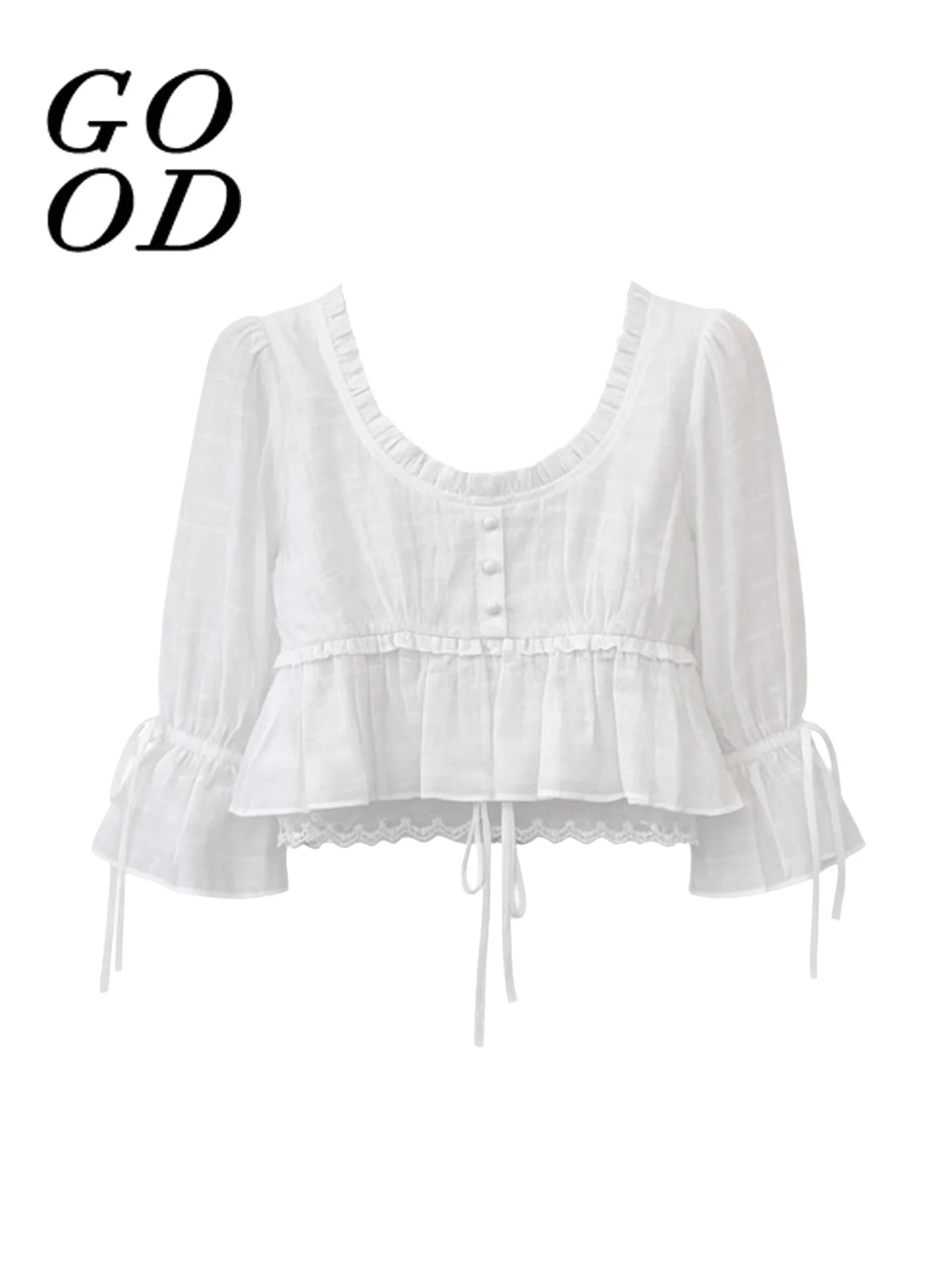 Good Little Bean Tea Break Lace Double Layered Plaid Subtle Pattern Short Sleeve Shirt White Anti-Aging Versatile Midi Shirt
Good Little Bean Tea Break Lace Double Layered Plaid Subtle Pattern Short Sleeve Shirt White Anti-Aging Versatile Midi Shirt