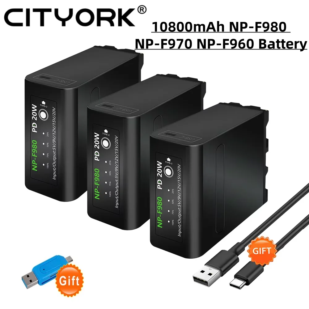 10800mAh battery NP-F980 NP-F960 NP-F970 Battery With Type-C For Sony HVR-HD1000 HVR-HD1000E HVR-V1J With LED Power Indicator
10800mAh battery NP-F980 NP-F960 NP-F970 Battery With Type-C For Sony HVR-HD1000 HVR-HD1000E HVR-V1J With LED Power Indicator