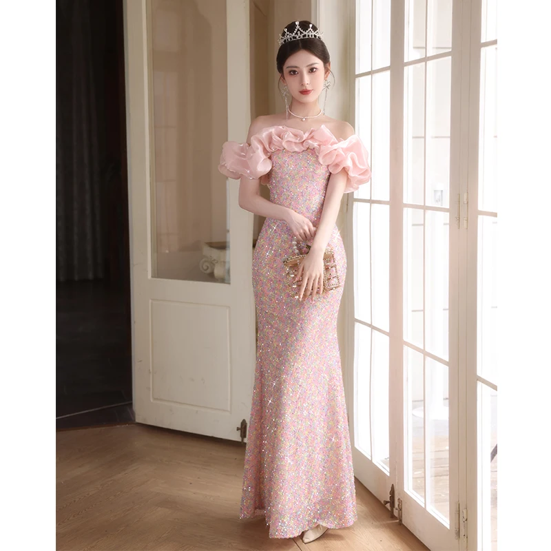 Pink Off The Shoulder Mermaid Evening Dresses For Birthday Party Shiny Sequin Long Women Wedding Party Gowns 2024
Pink Off The Shoulder Mermaid Evening Dresses For Birthday Party Shiny Sequin Long Women Wedding Party Gowns 2024