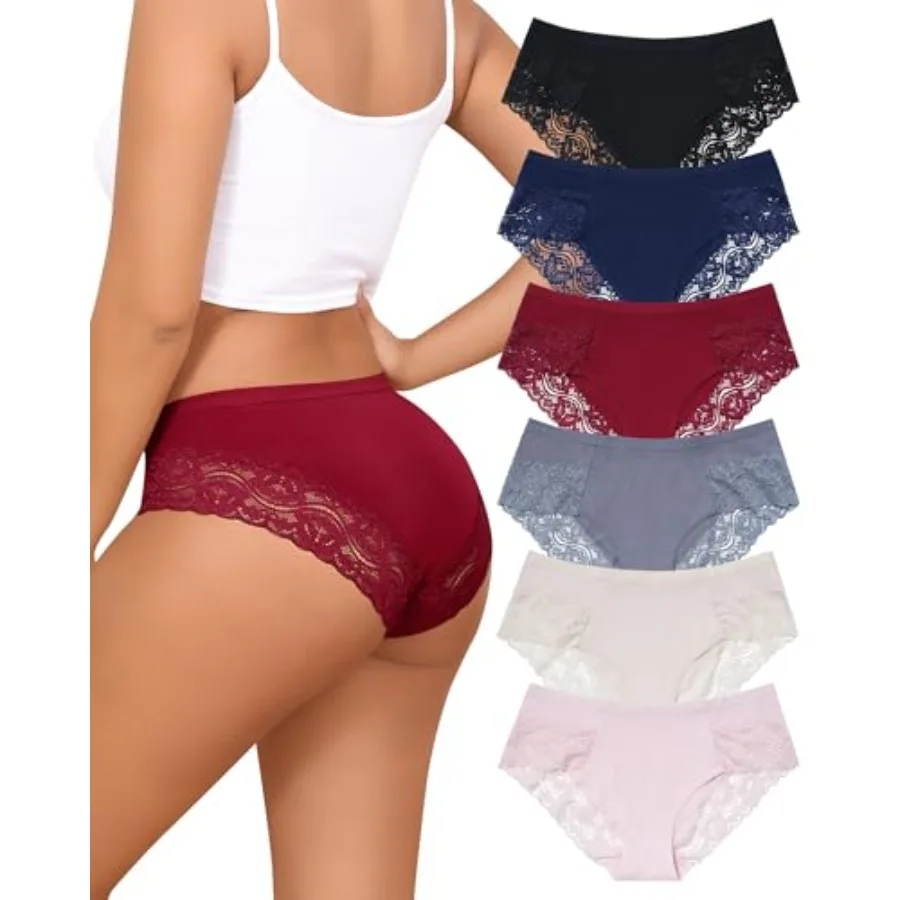 LEVAO Cotton Underwear for Women Lace Cheeky Bikini Panties Stretch Ladies Soft Hipster Briefs 6 Pack S-XXL
LEVAO Cotton Underwear for Women Lace Cheeky Bikini Panties Stretch Ladies Soft Hipster Briefs 6 Pack S-XXL