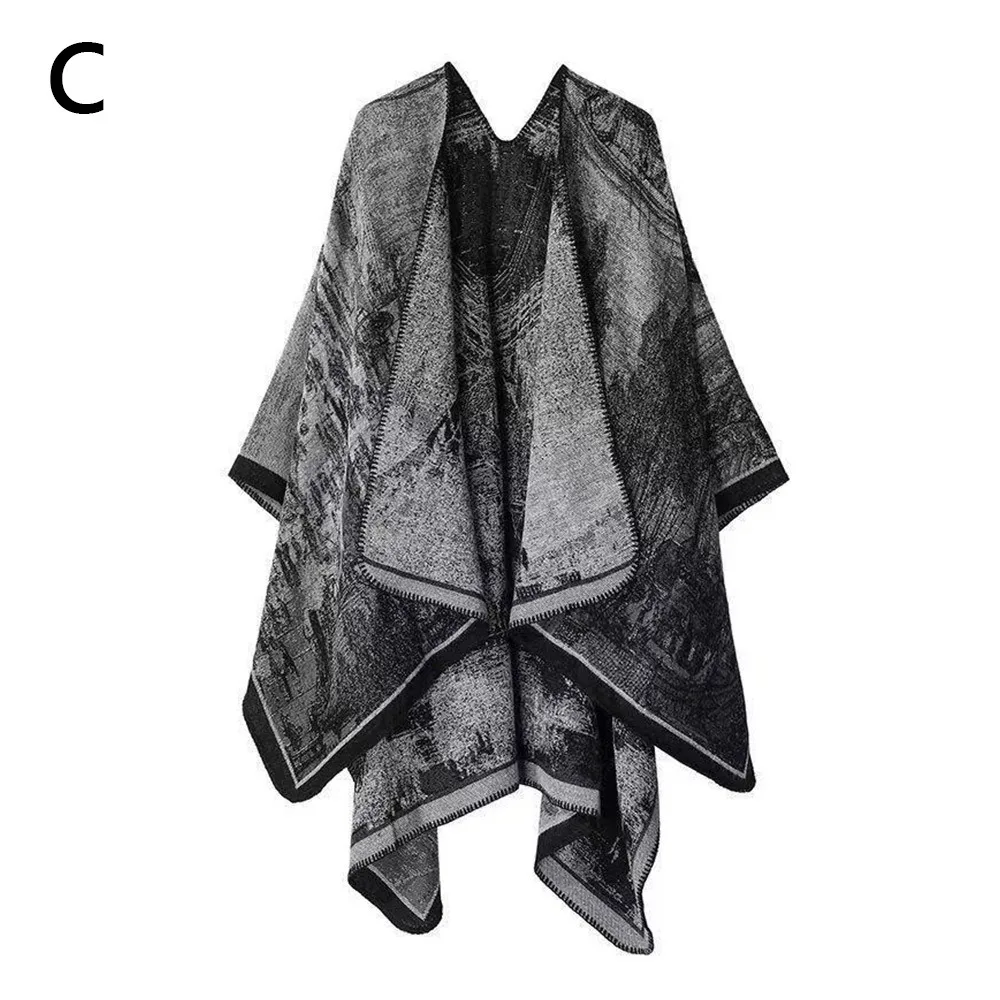 Loose Fit Knitted Pullover Cape Double Sided Print Thick Tie Dye Cape Warm Fabric Elegant Style Ginkgo Cape Lady Outerwear
Loose Fit Knitted Pullover Cape Double Sided Print Thick Tie Dye Cape Warm Fabric Elegant Style Ginkgo Cape Lady Outerwear