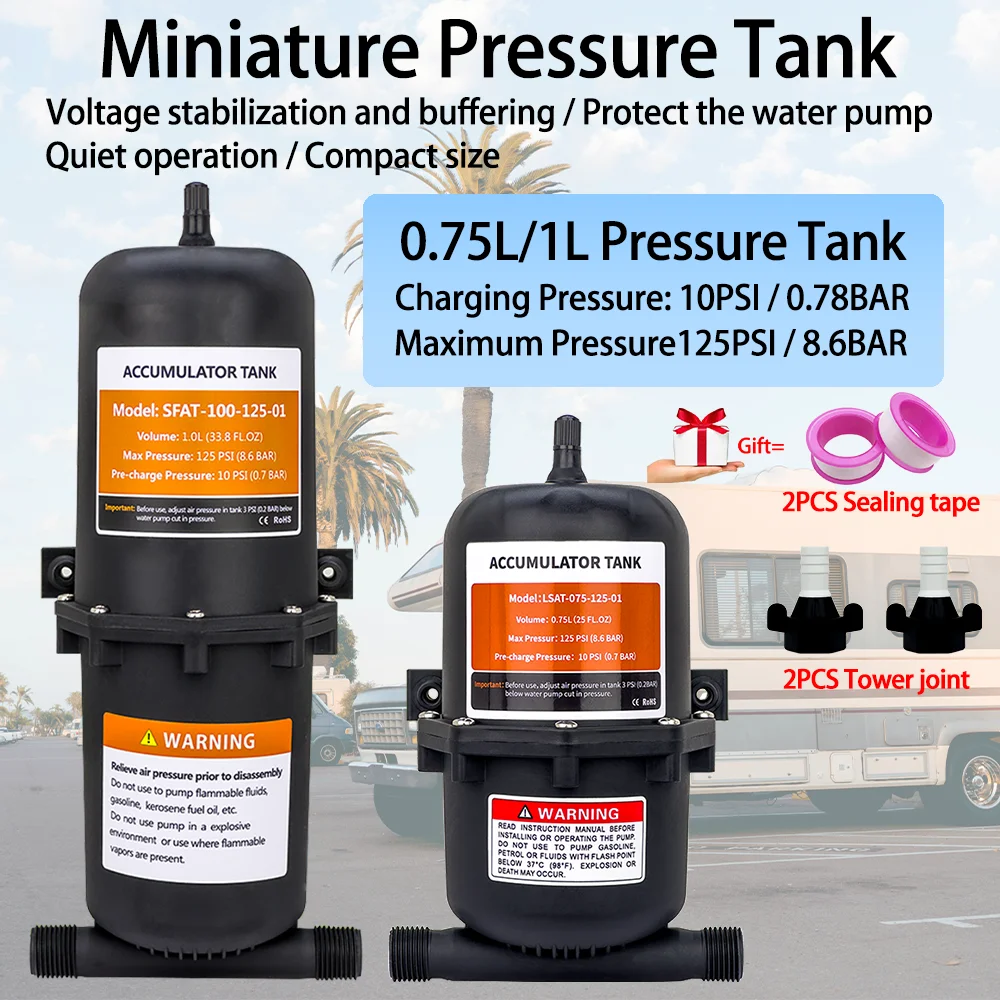 Миниатюрный напорный бак 0,75 л/1 л 125 фунтов на квадратный дюйм/8,6 бар — аксессуар для системы давления для лодки/яхты/фургона
Миниатюрный напорный бак 0,75 л/1 л 125 фунтов на квадратный дюйм/8,6 бар — аксессуар для системы давления для лодки/яхты/фургона