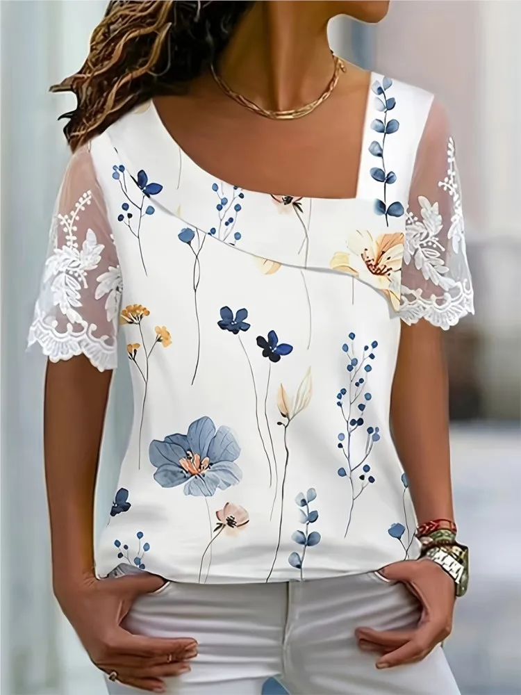 Summer Women Lace Patchwork Shirts & Blouses Fashion White Short Sleeve Female Loose Office Casual Top Button Shirts New 2024
Summer Women Lace Patchwork Shirts & Blouses Fashion White Short Sleeve Female Loose Office Casual Top Button Shirts New 2024