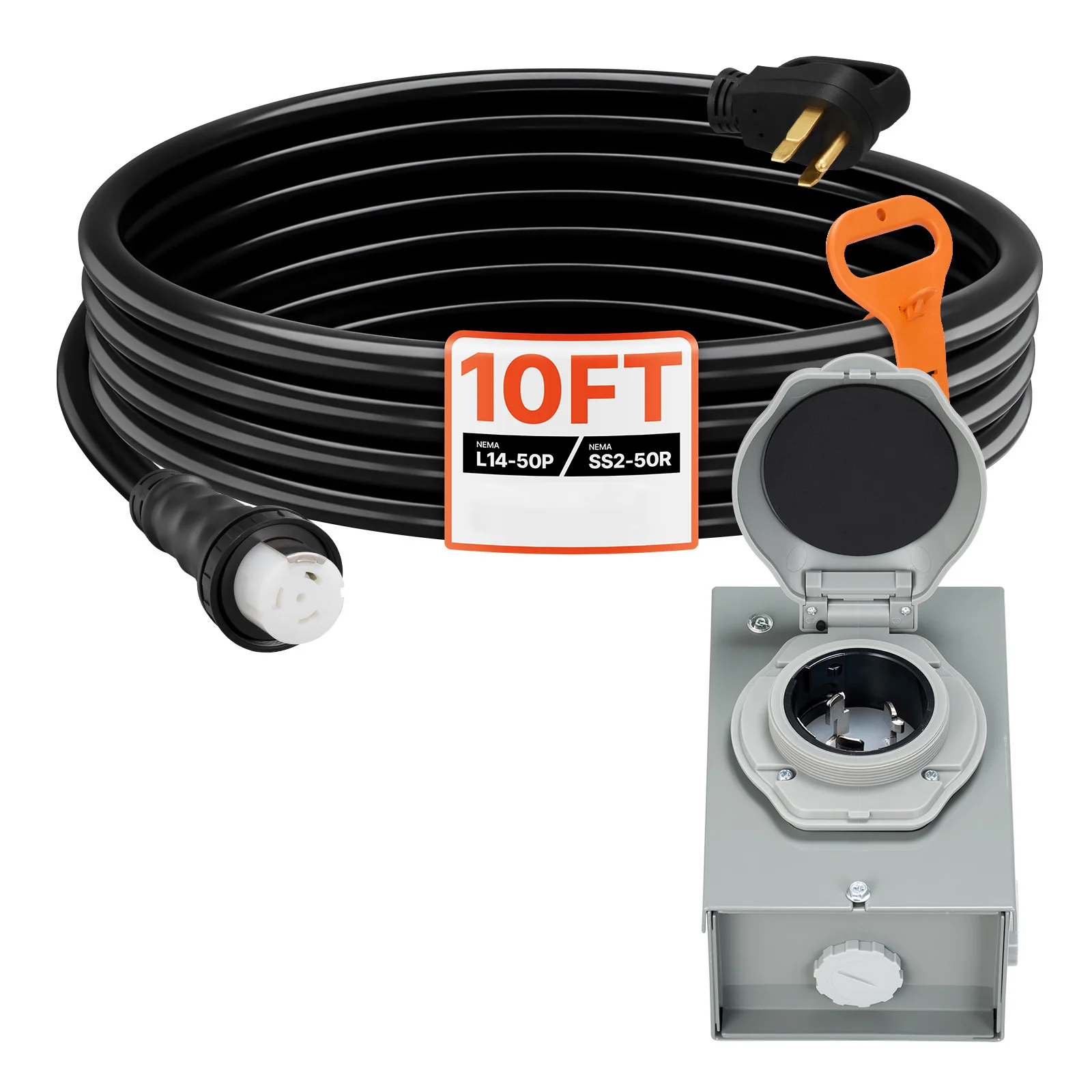 SucceBuy 50 A Generator Cord and Power Inlet Box 10/30FT 125V/250V STW 6/3+8/1 AWG Extension Power Cord for Generator to House,
SucceBuy 50 A Generator Cord and Power Inlet Box 10/30FT 125V/250V STW 6/3+8/1 AWG Extension Power Cord for Generator to House,