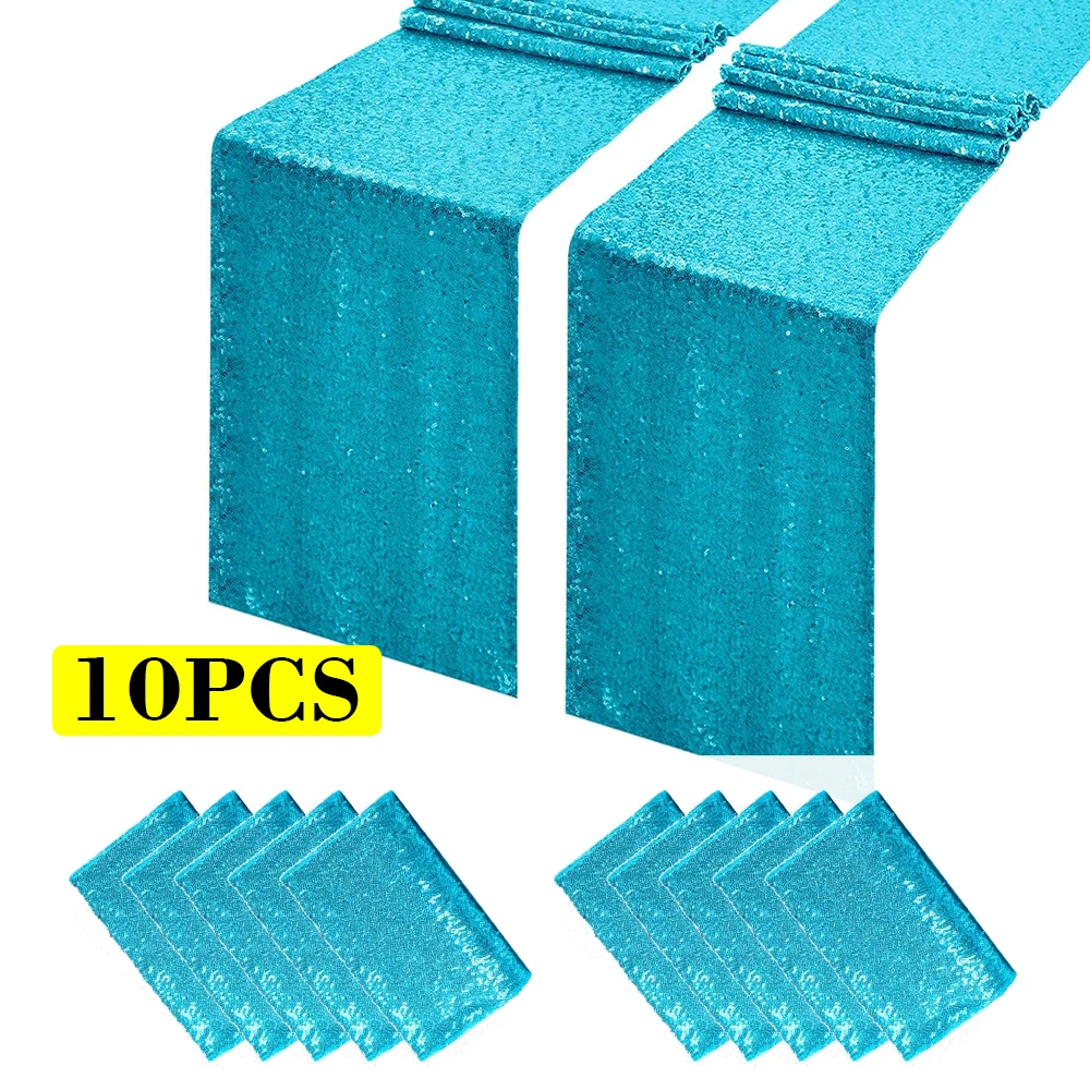 10 Pcs-12x72 Inches Sequin Table Runner, Turquoise Glitter Table Runner for Birthday Party Supplies Wedding Engagement Baby Show
10 Pcs-12x72 Inches Sequin Table Runner, Turquoise Glitter Table Runner for Birthday Party Supplies Wedding Engagement Baby Show